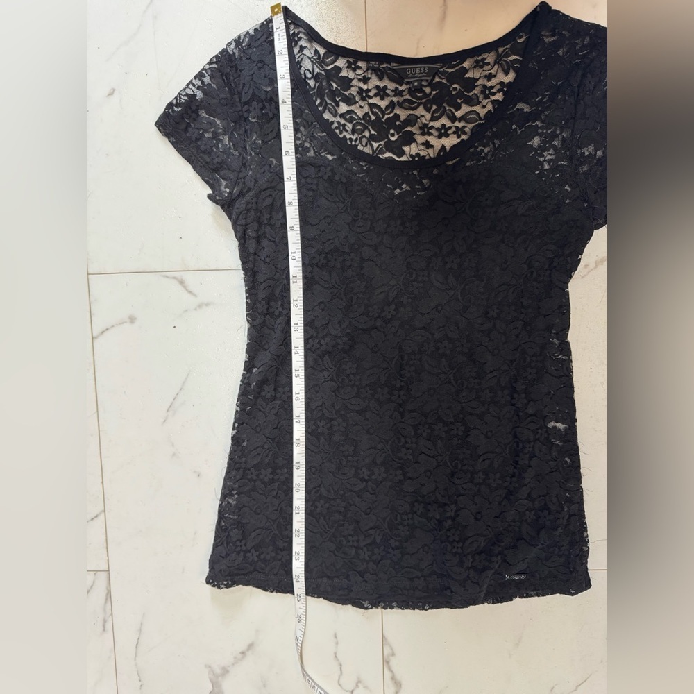 Guess Black Lace Short Sleeve Top - Picture 6 of 10